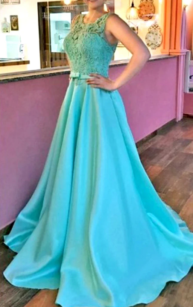 Neck Lace Long Prom Dress