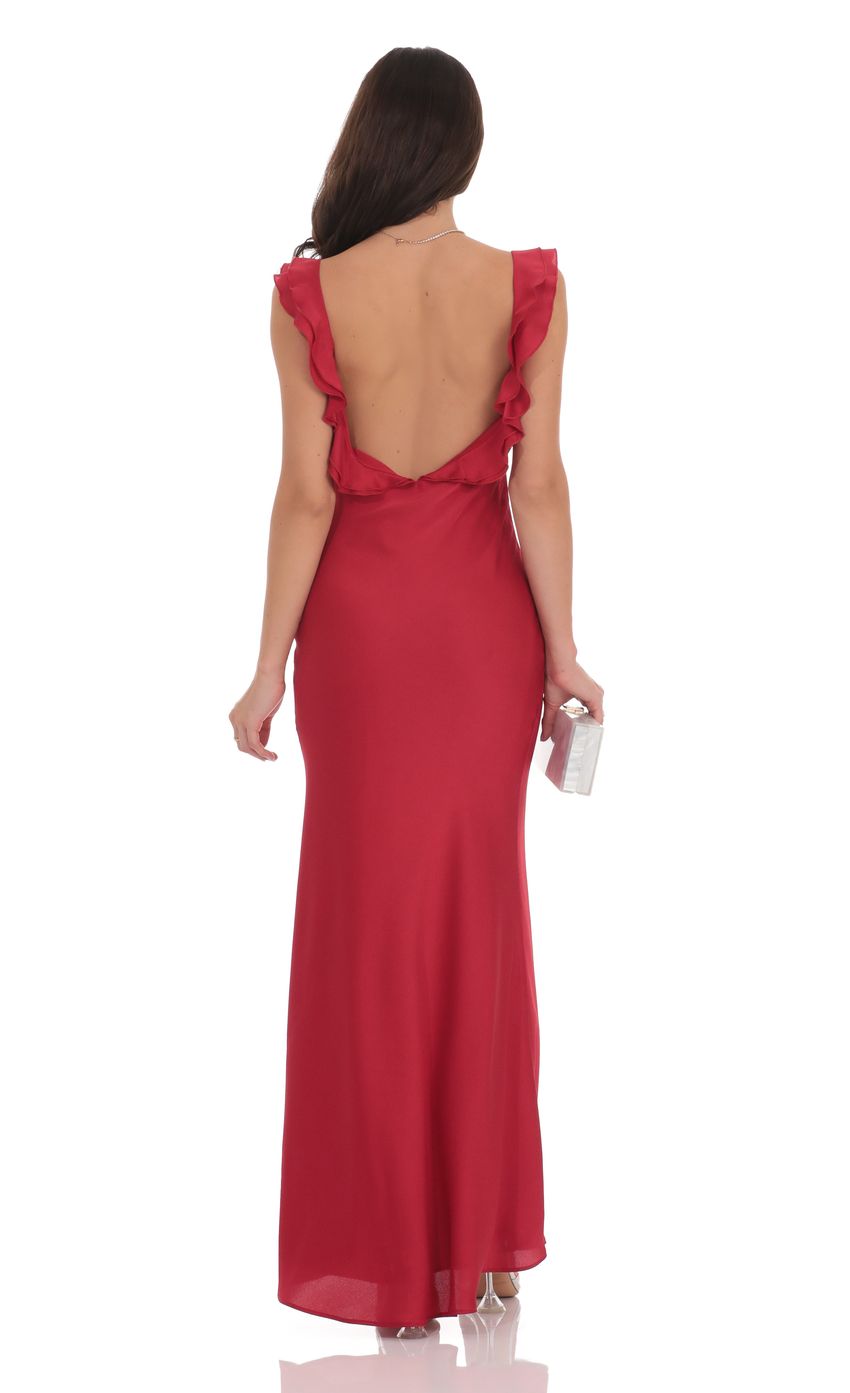 Red Ruffle Strap Mermaid Prom Dress With V-Neck Formal Prom Dress