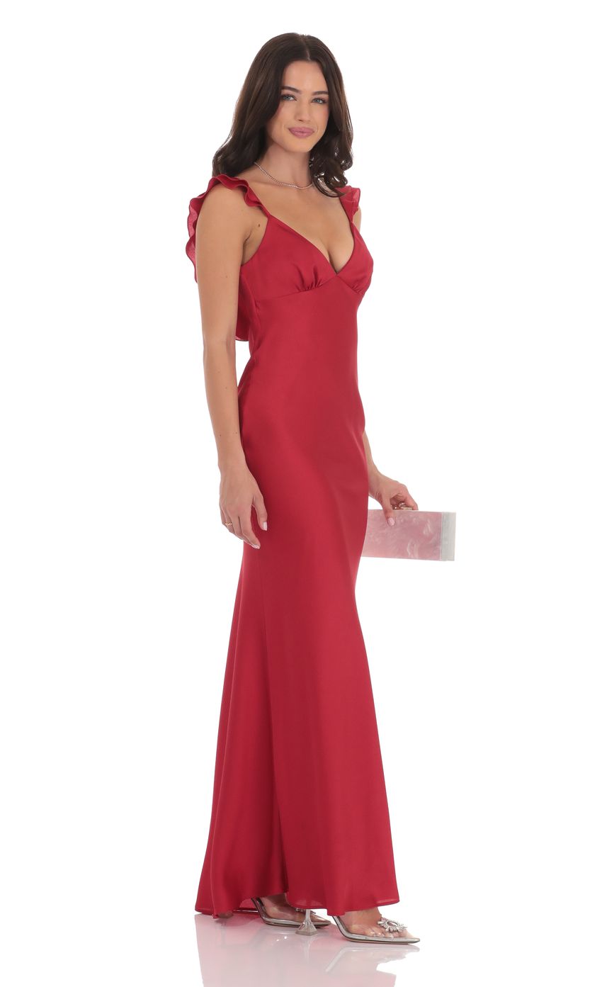 Red Ruffle Strap Mermaid Prom Dress With V-Neck Formal Prom Dress