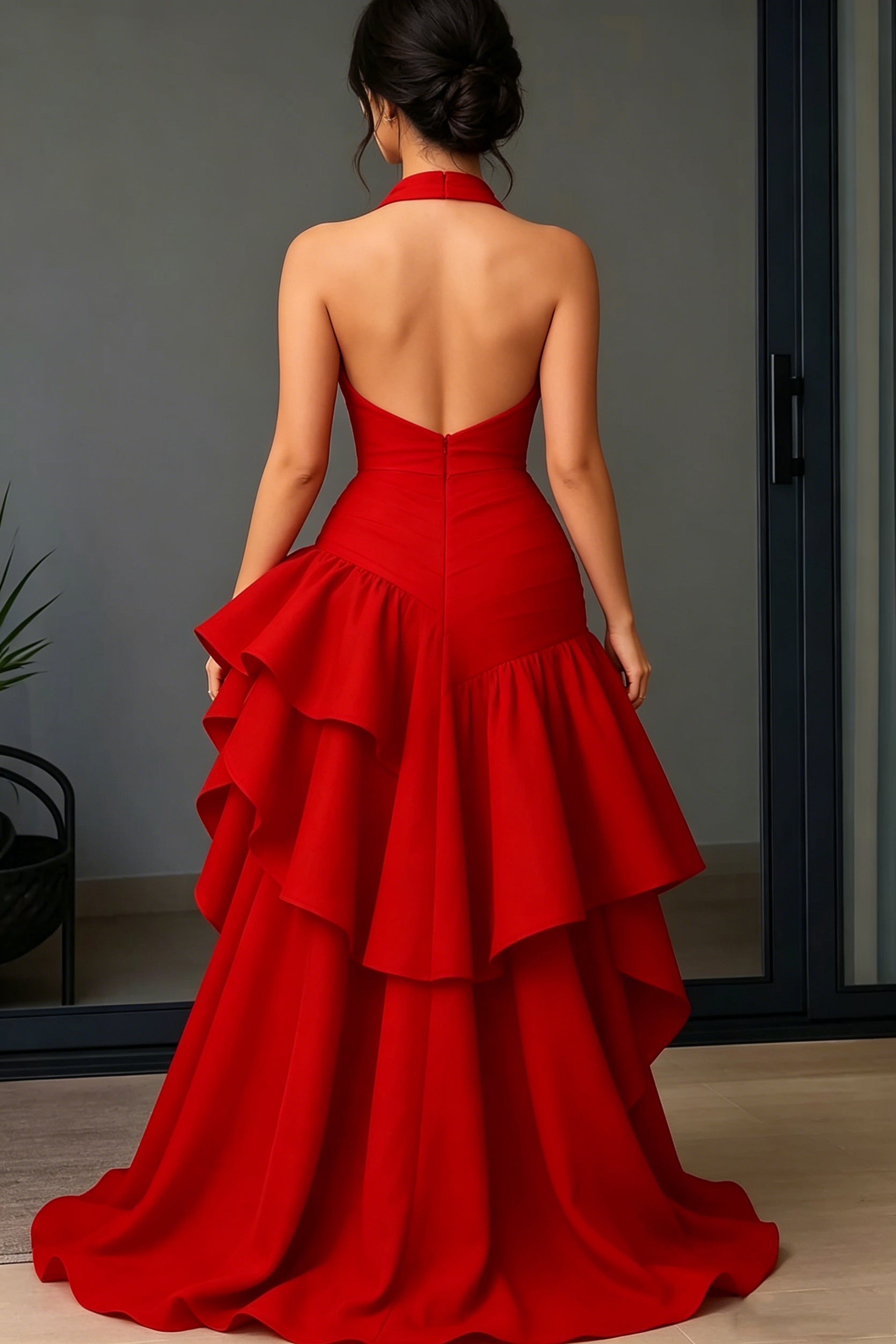 Red ball gown cocktail dress
