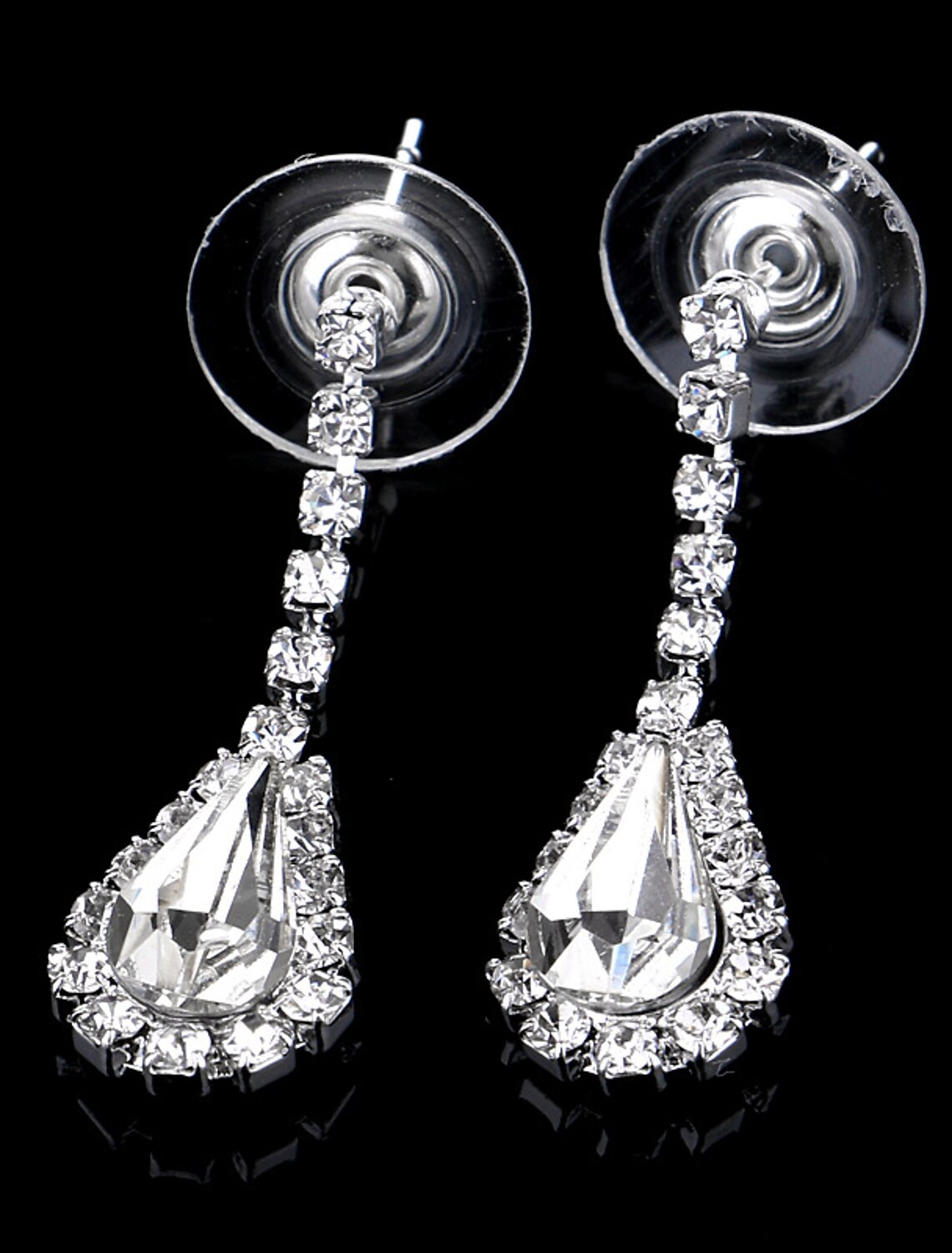 Full view of the rhinestone jewelry set, including necklace and earrings.