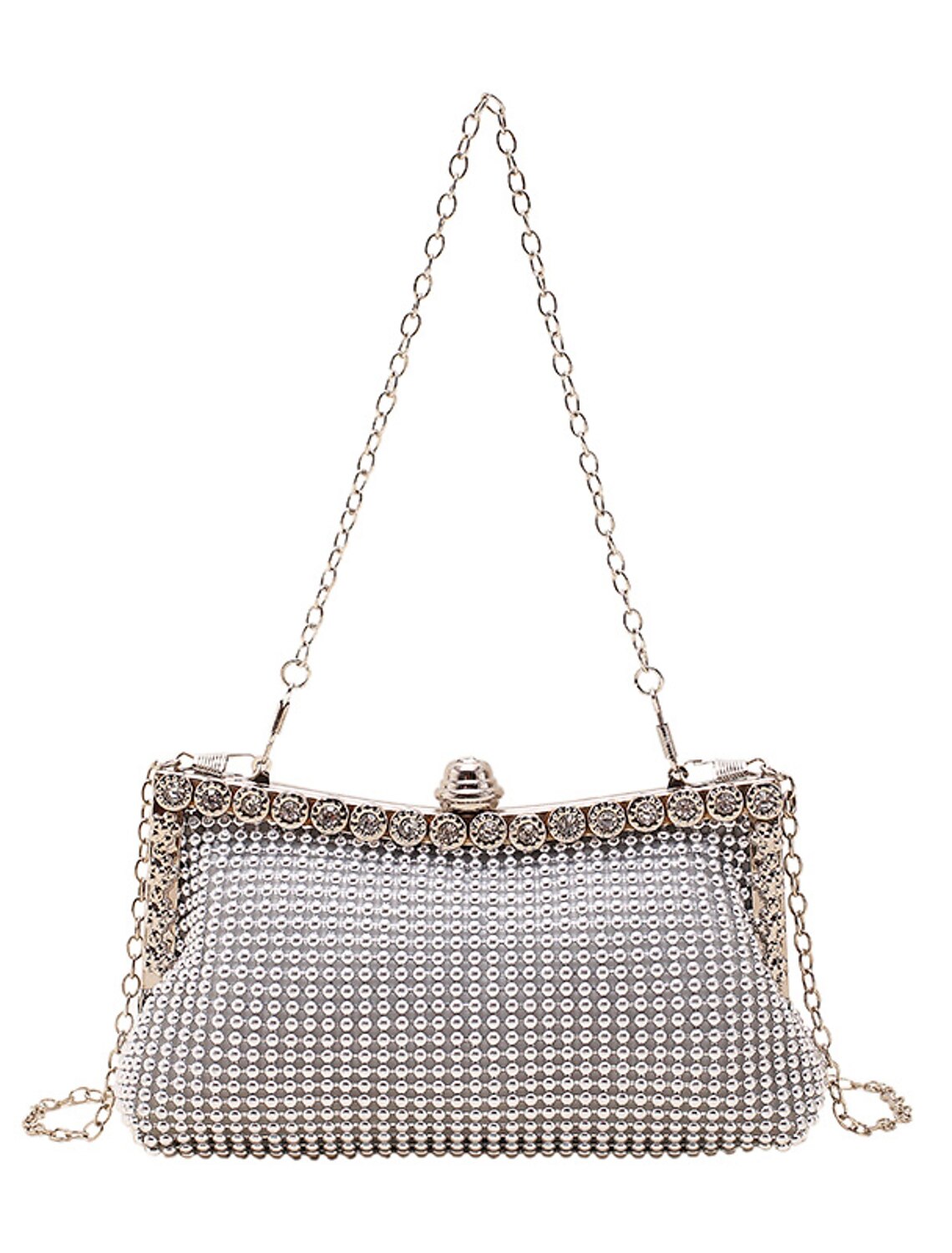 Side view of the lightweight and durable clutch bag.