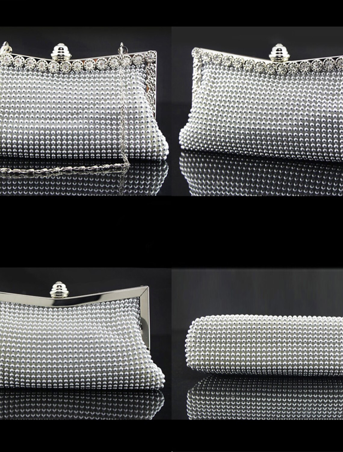 Interior view of the clutch bag showing ample space.