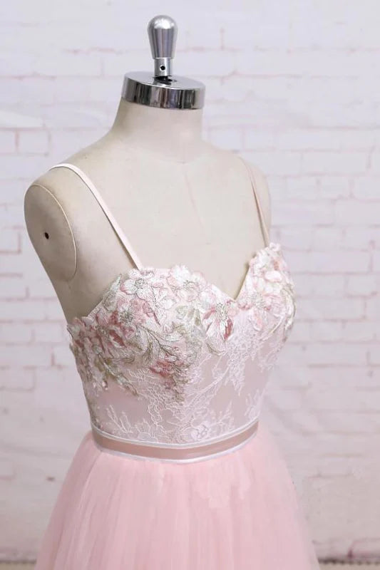 Back view of the backless wedding prom dress with delicate spaghetti straps.