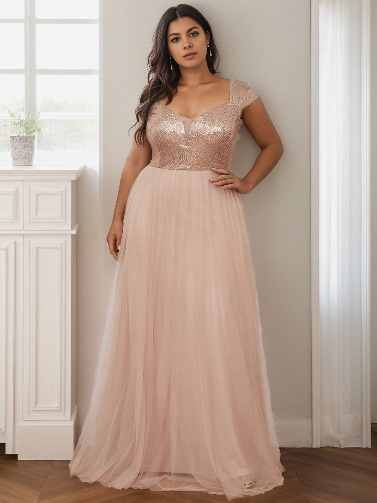 Plus Size Long Sequin Special Occasion Dresses