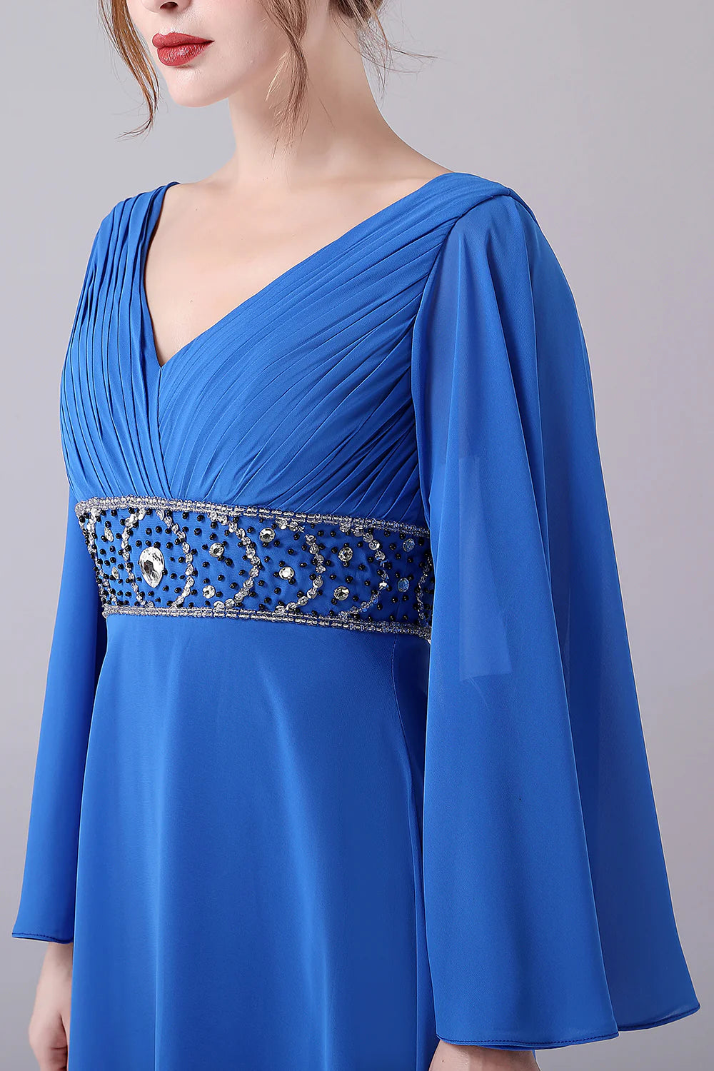 Side view of the elegant A-line dress.
