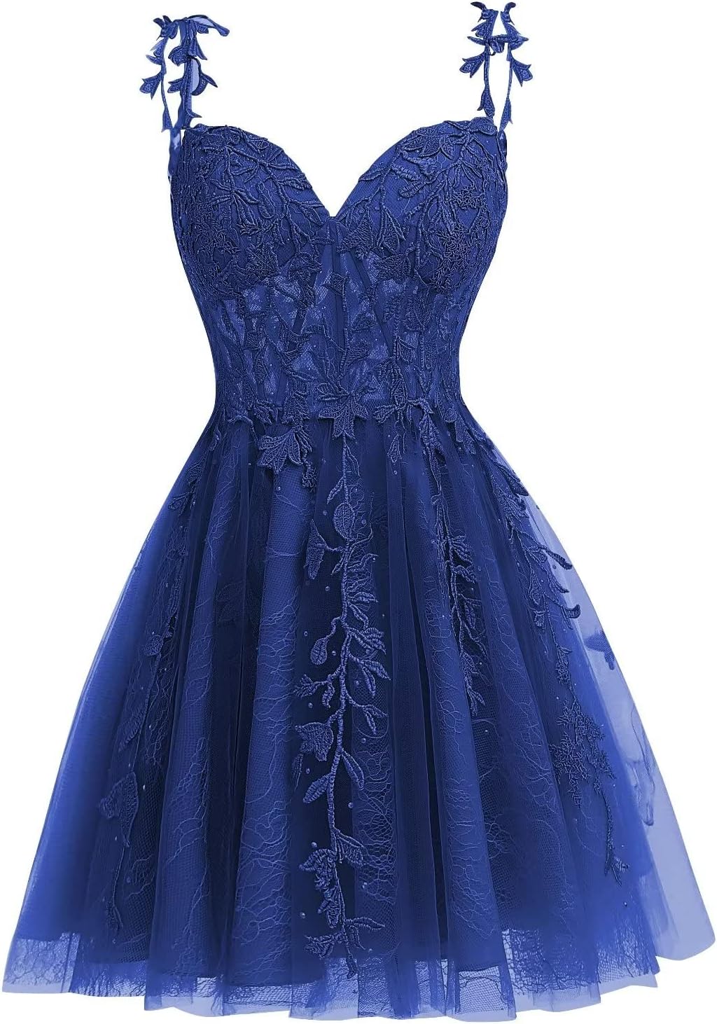 A-line Lace Applique Sweetheart Tulle Wedding Guest Dress Homecoming Dresses