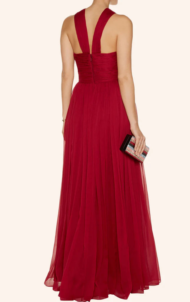 Halter Chiffon Long Simple Prom Dress Formal Gown