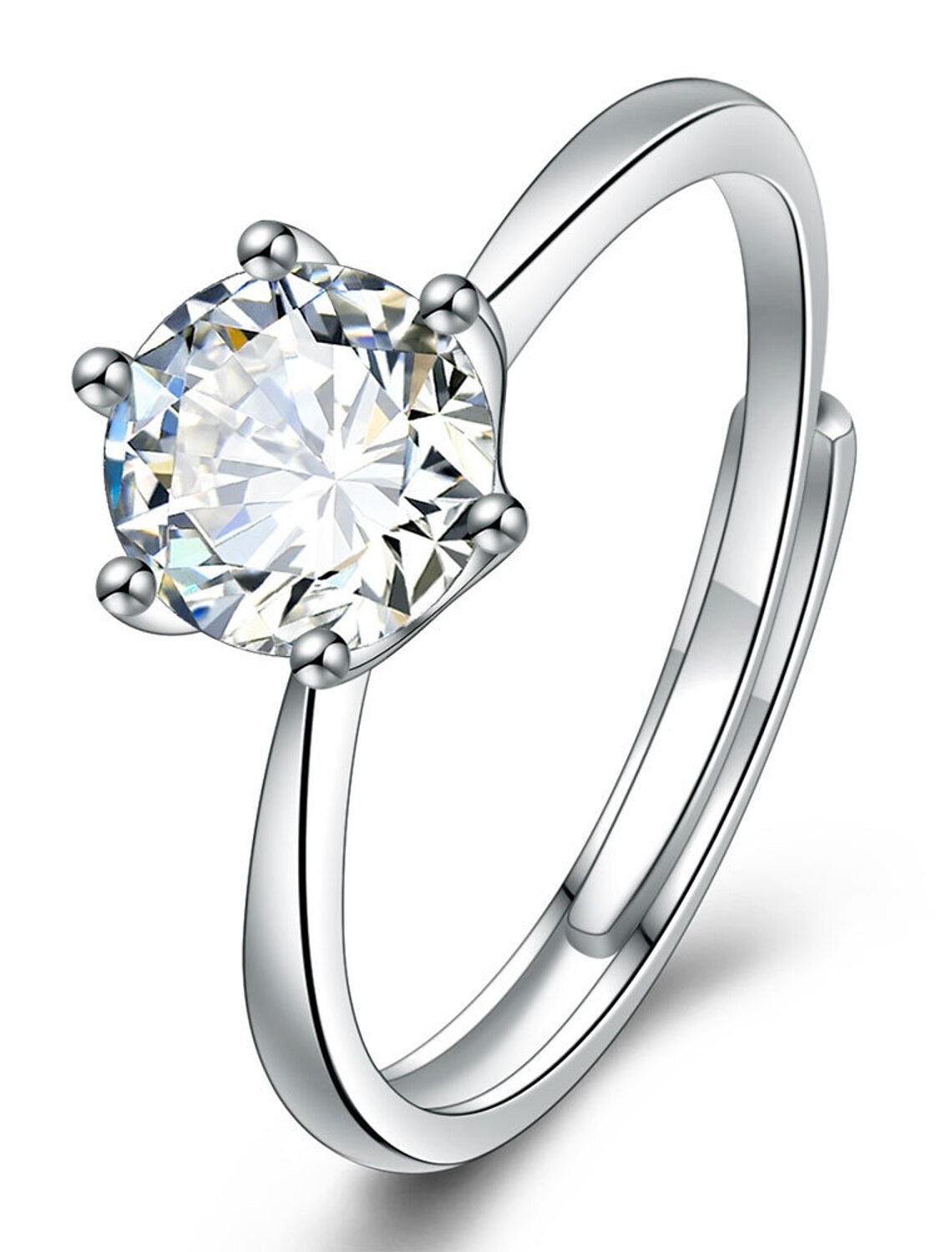 Simple luxury S925 sterling silver ring, side view.
