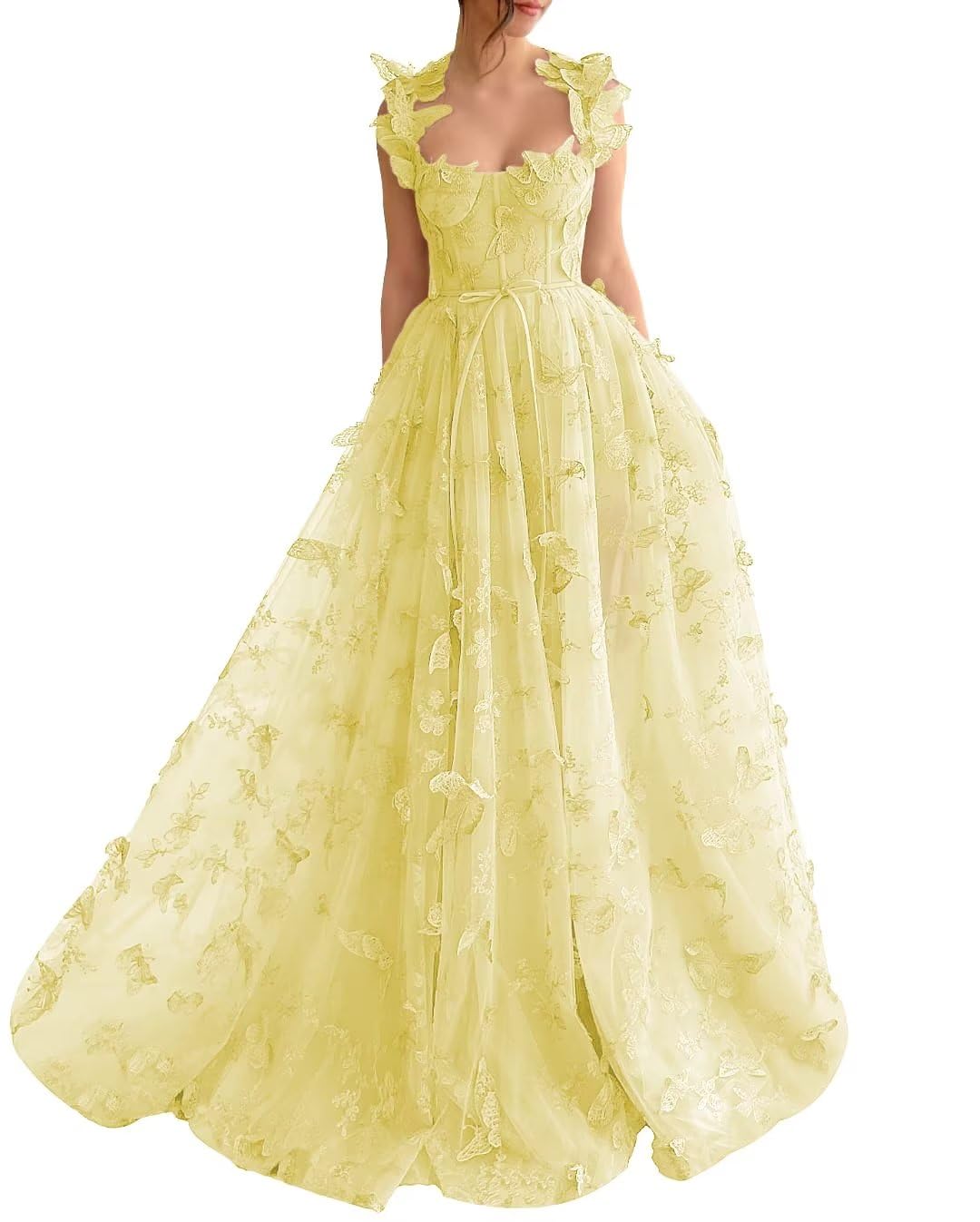 Long Tulle Prom Dress with 3D Butterflies Sexy Slit Ball Gown Evening Dresses Party Wedding Formal 2025