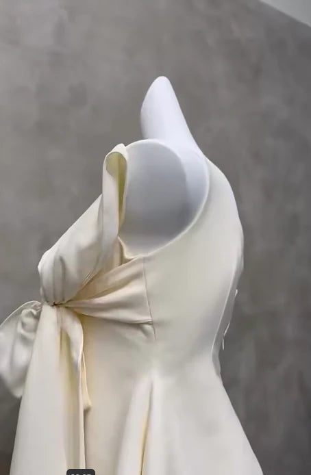 Back view of the short chiffon formal dress.