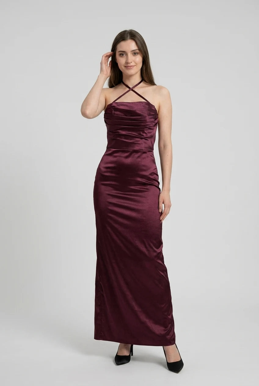 Sheath Backless Wine Red Long formal dresses Bridesmaid Dresses evening gown Prom Dress