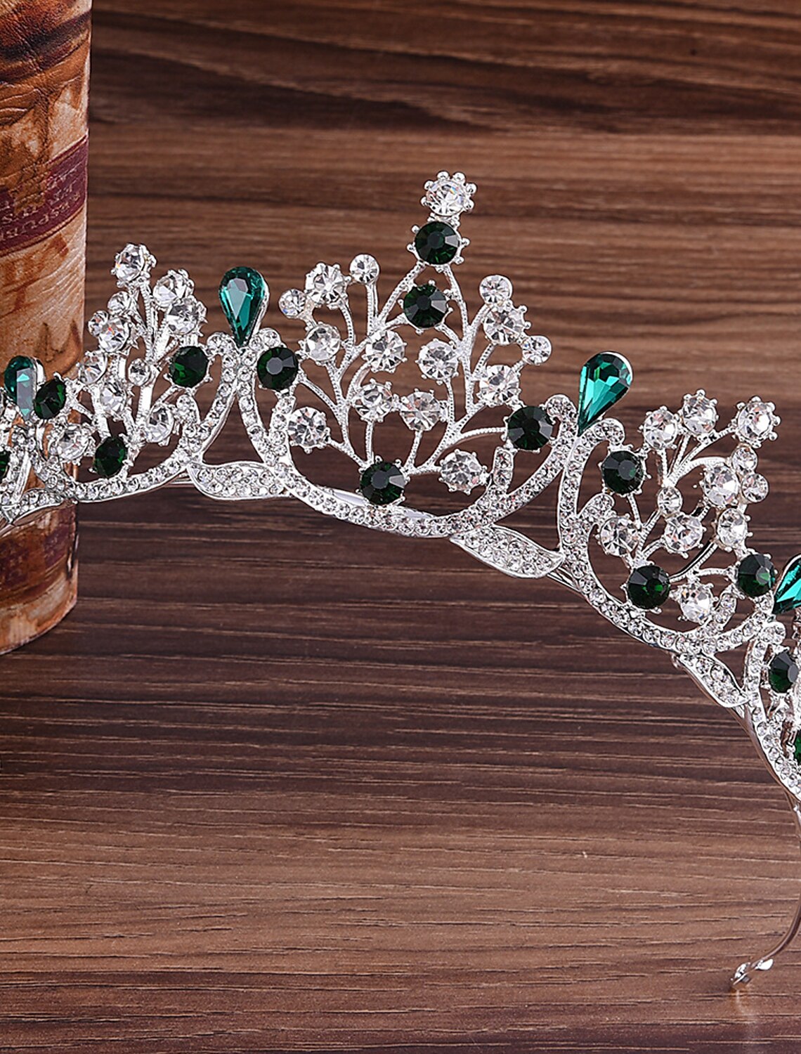 Elegant metal wedding headpiece with delicate design.