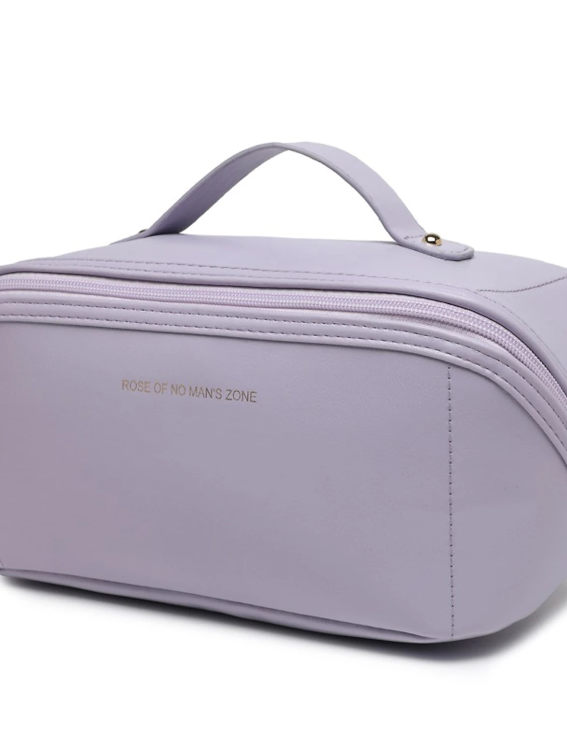 Sleek black travel makeup bag, closed.