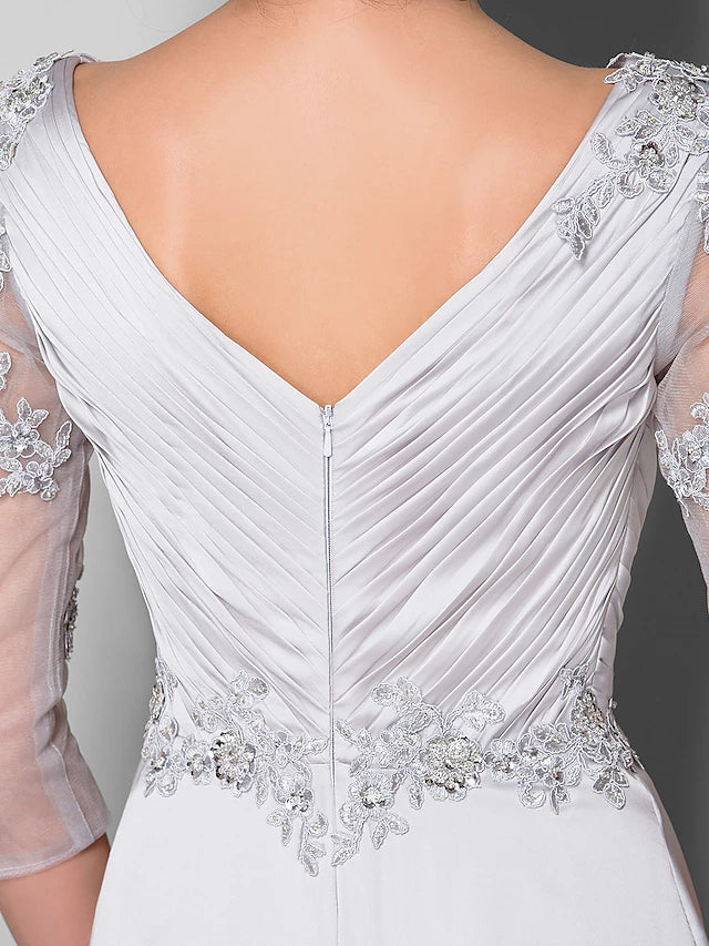 Model wearing the formal A-Line dress, showcasing its flow and fit.