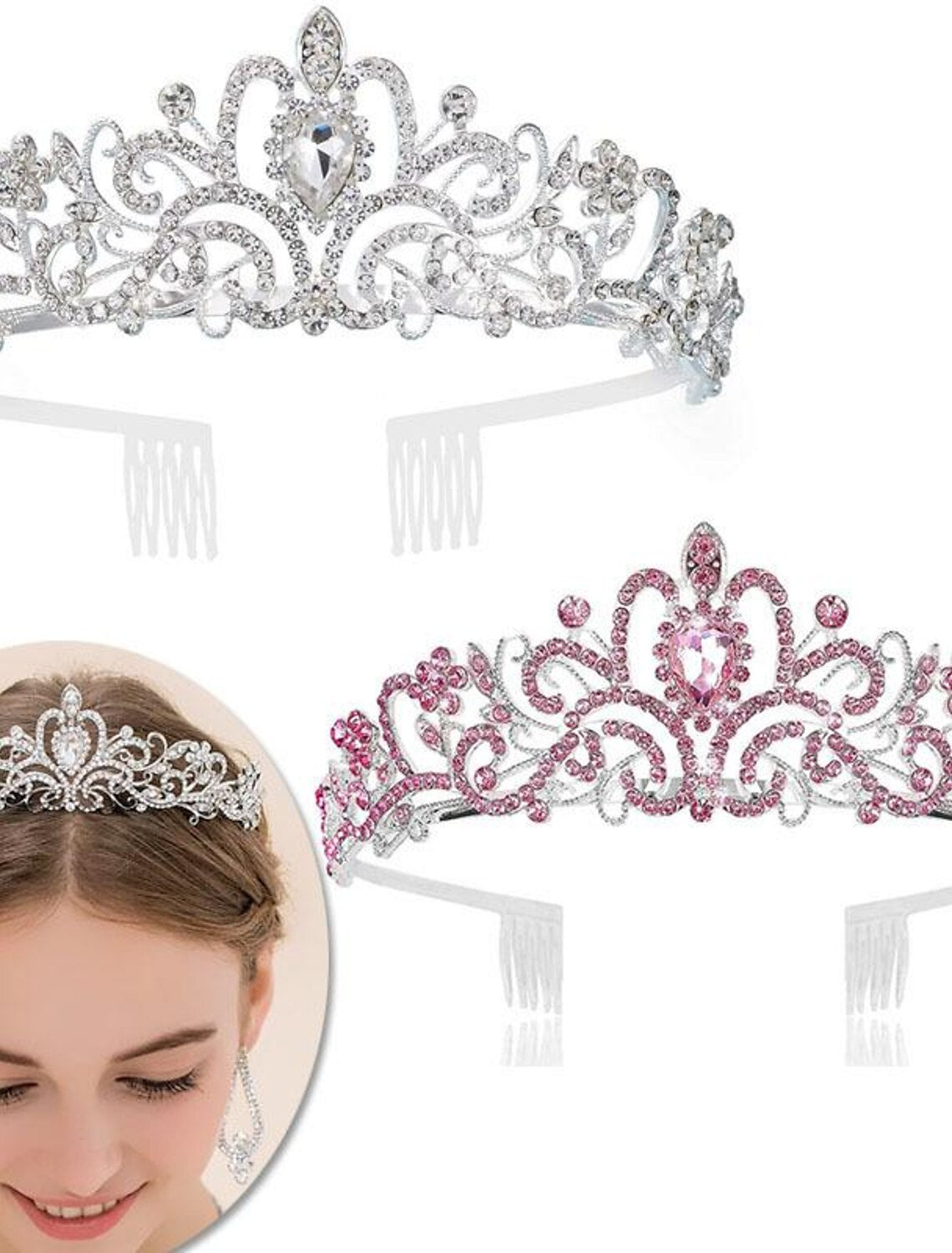 Woman wearing a sparkling Birthday Queen tiara.