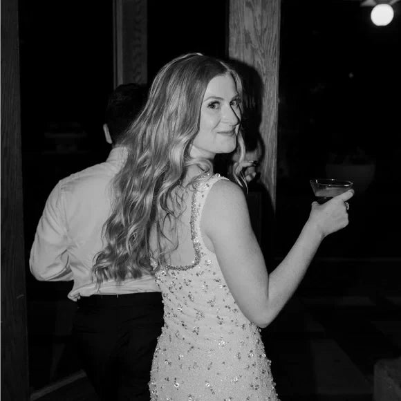 Back view of ombre bodycon dress showing open back detail.