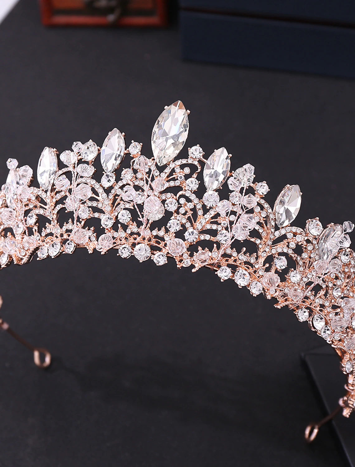 Sparkling alloy bridal tiara headpiece with elegant metal trim.