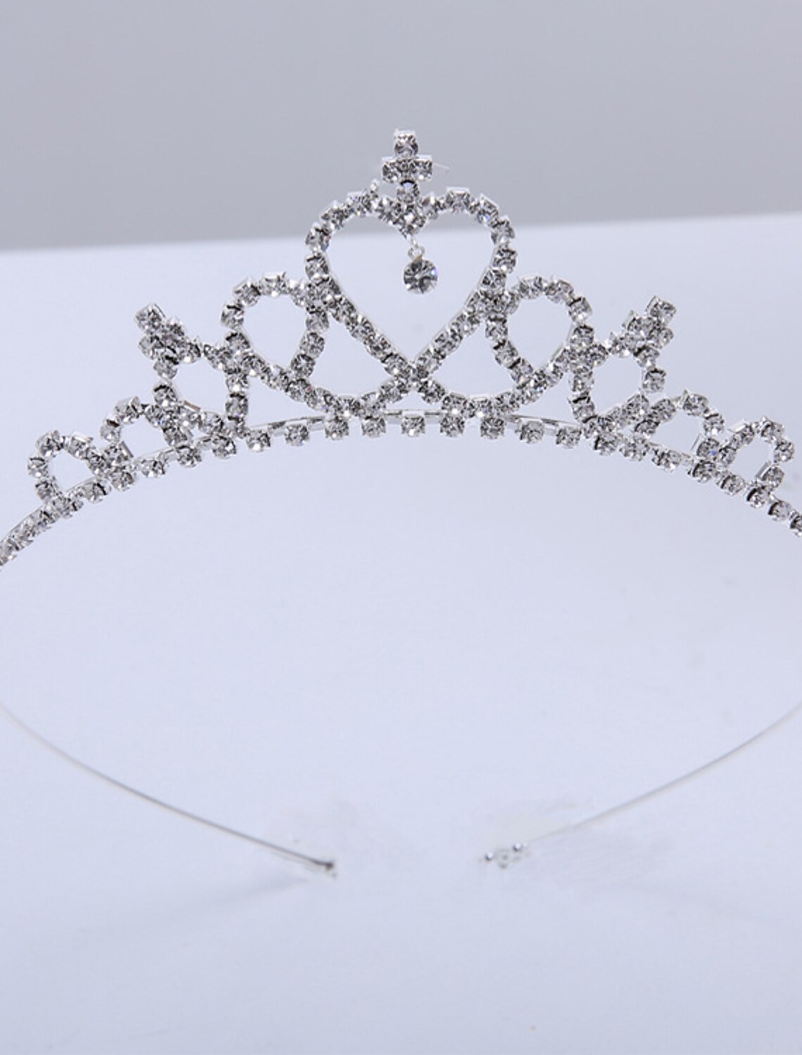 Side view of the silver crystal Elsa tiara.