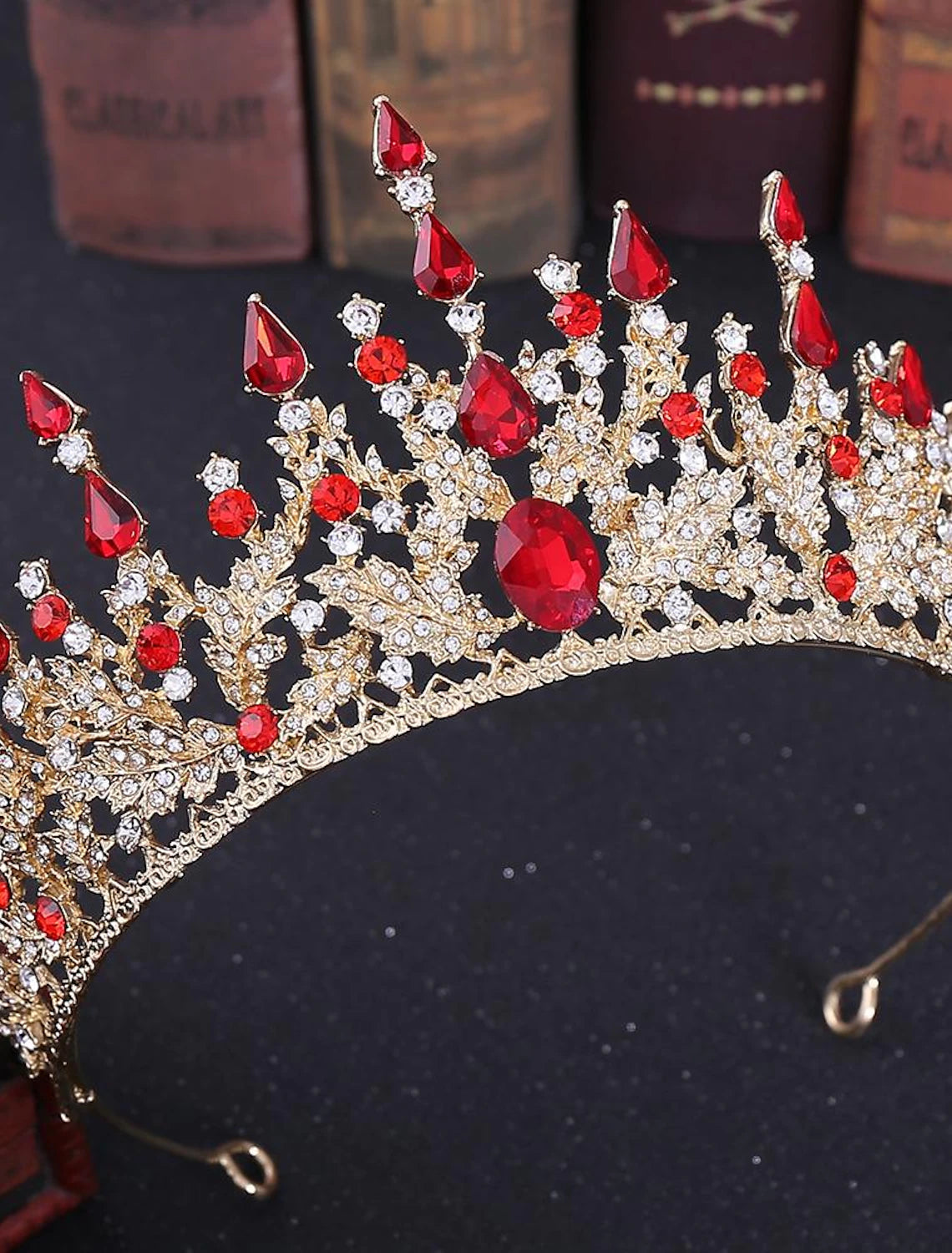 Back view of the crystal tiara showing the comb headband.