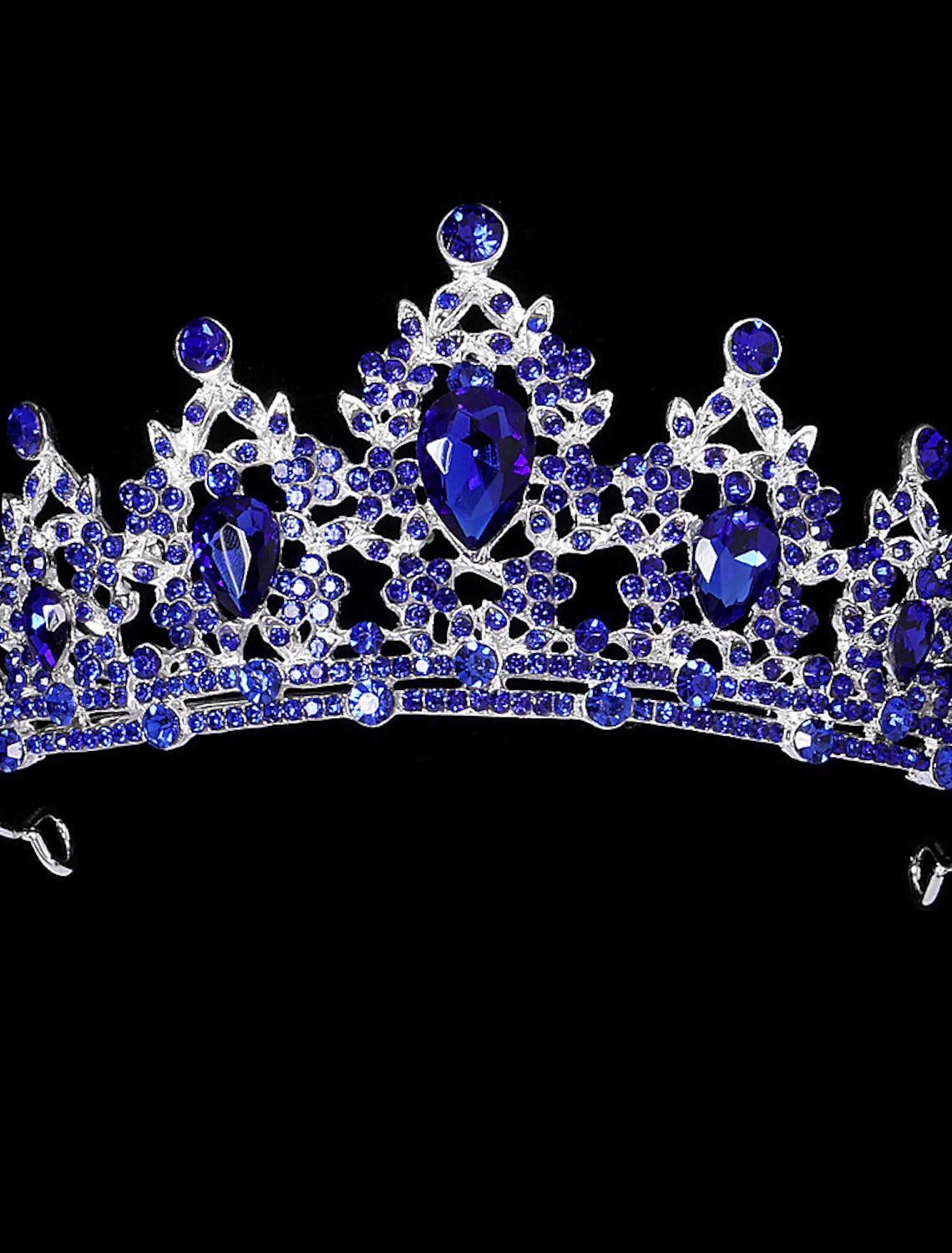 Sparkling crystal Rococo tiara with intricate design.
