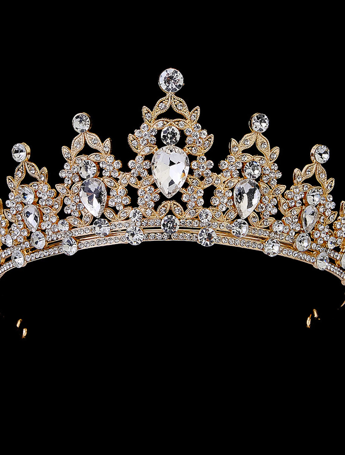 Elegant Rococo tiara featuring shimmering crystals.