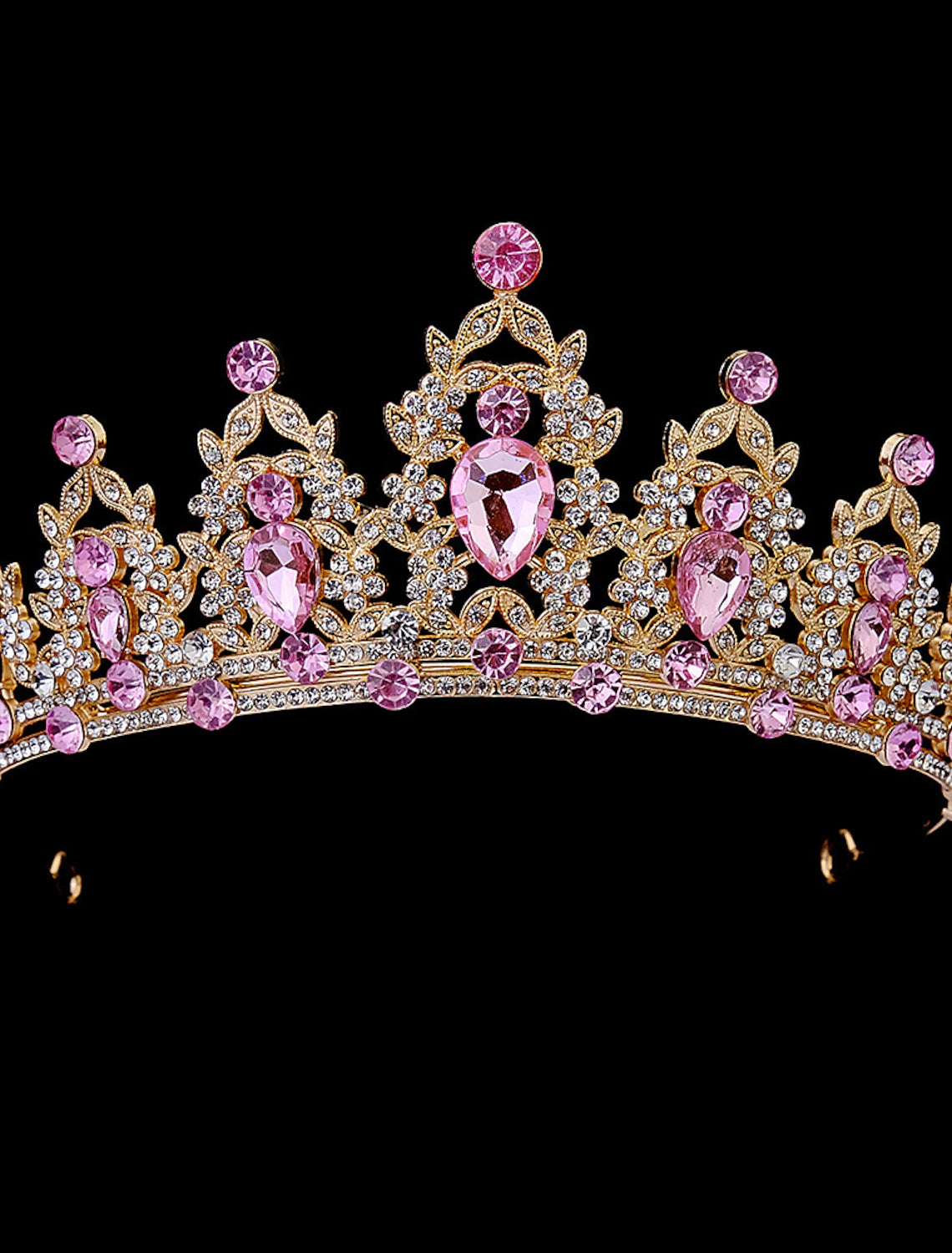 Side view of a crystal bridal crown for women.