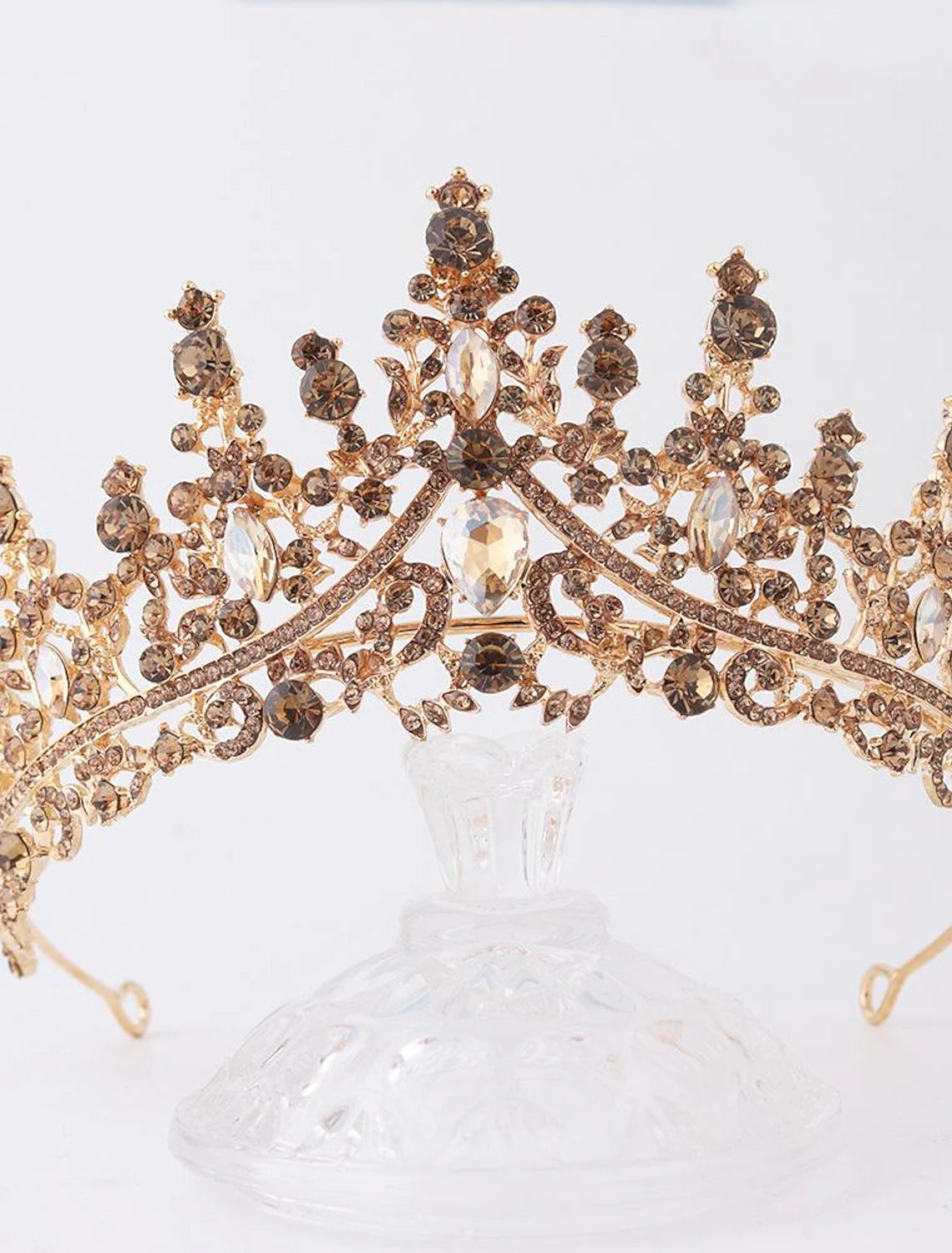 Crystal tiara with intricate design.