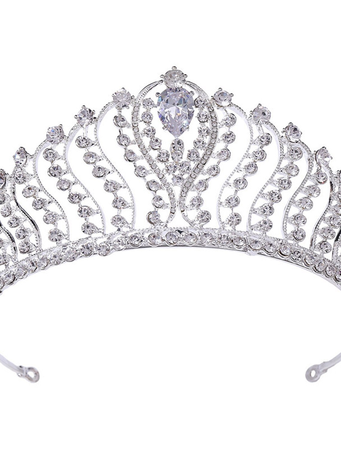 Side view of the sparkling glitter bridal tiara.