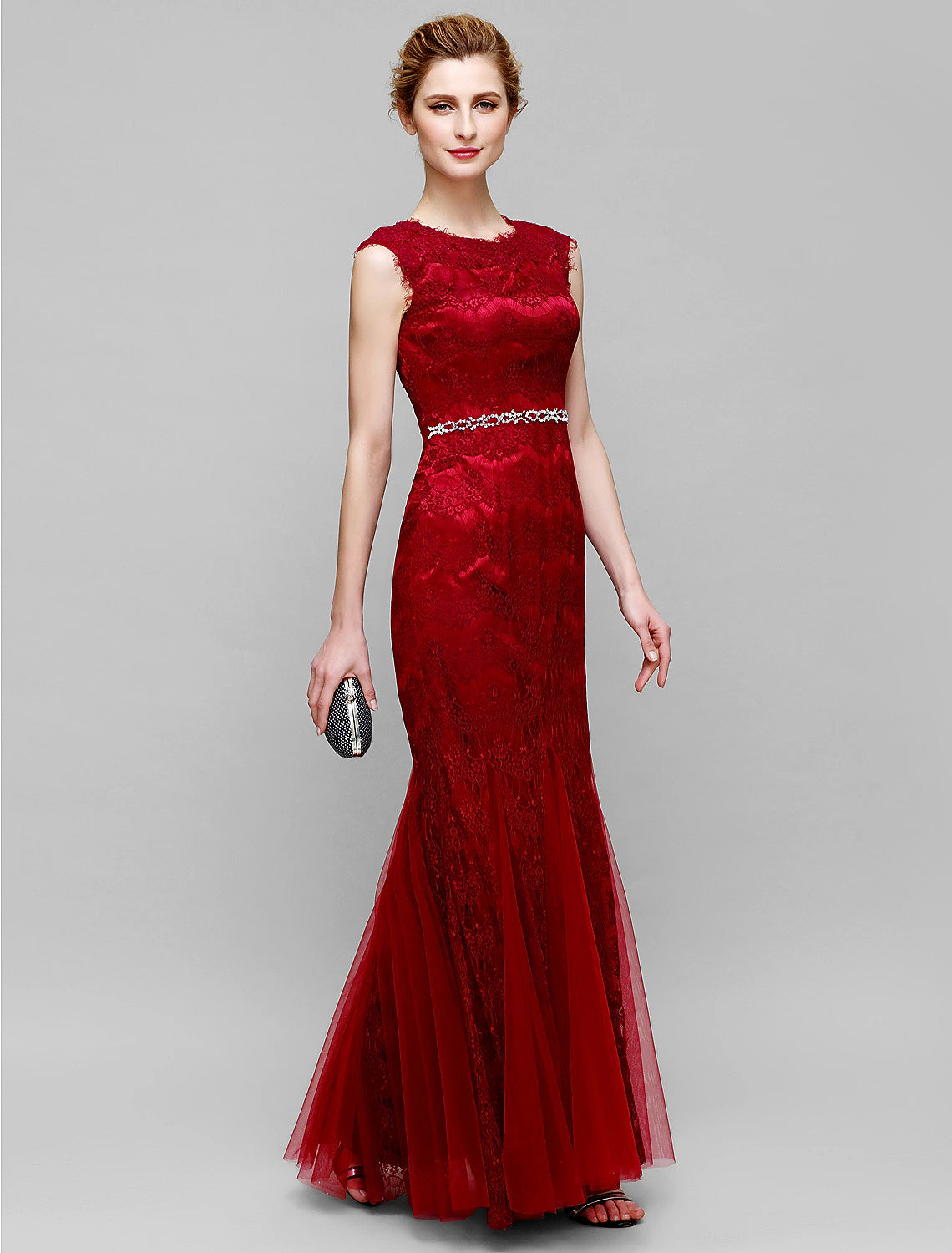 Back view of the sleeveless mermaid trumpet dress.