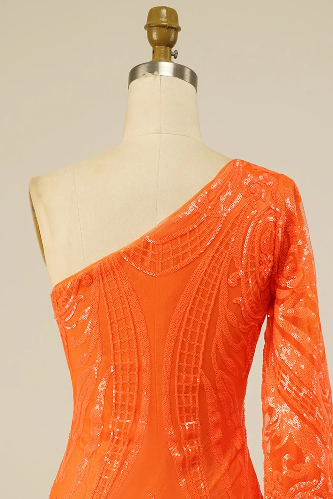 Full length view of the dazzling A-line homecoming dress.