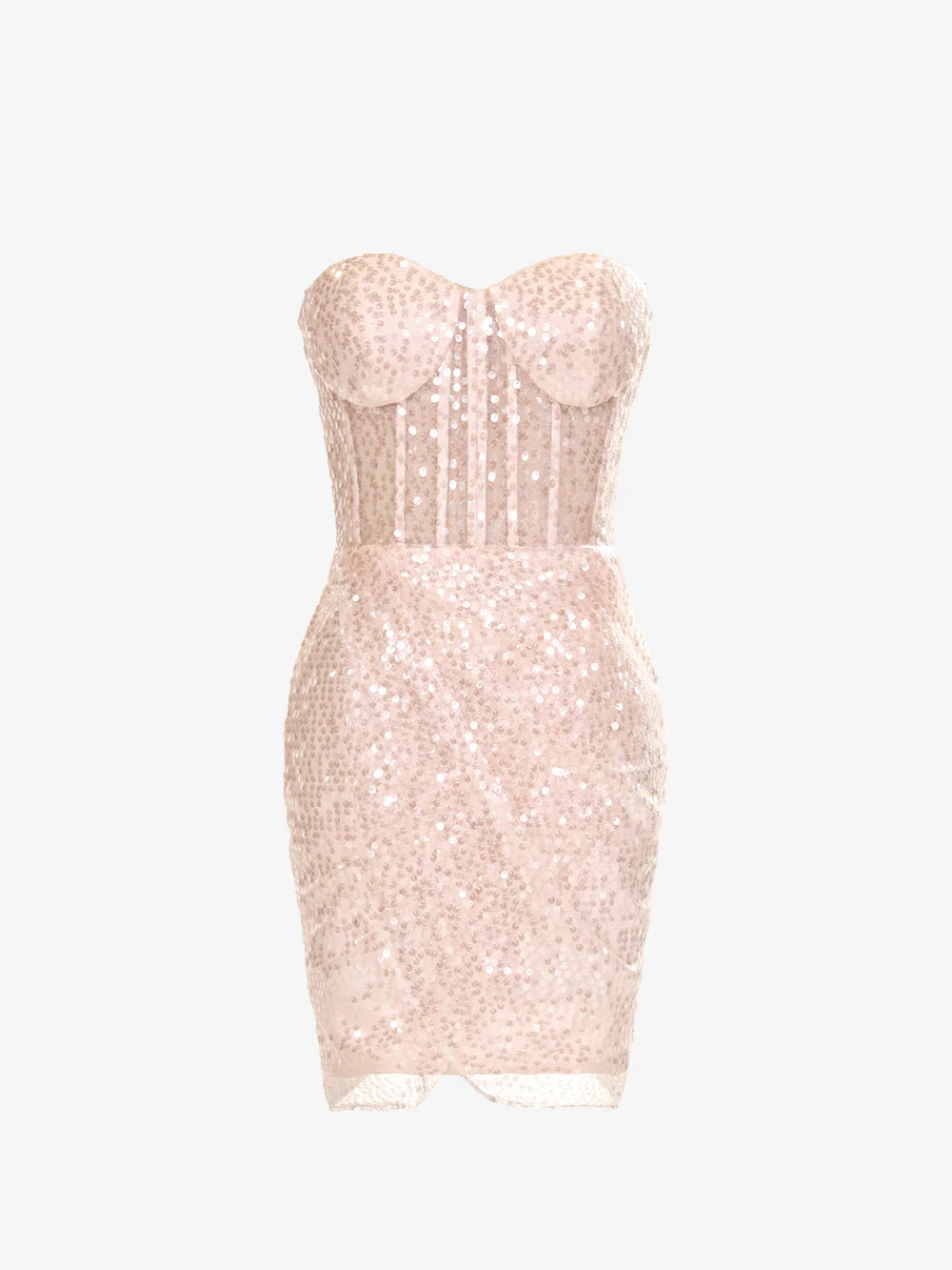 Sparkling sheath homecoming dress with sweetheart neckline and sequins.