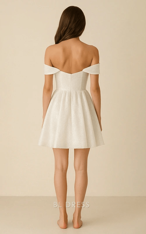Sparkling A-Line Off-Shoulder Dazzling White Short Homecoming Dress Women's