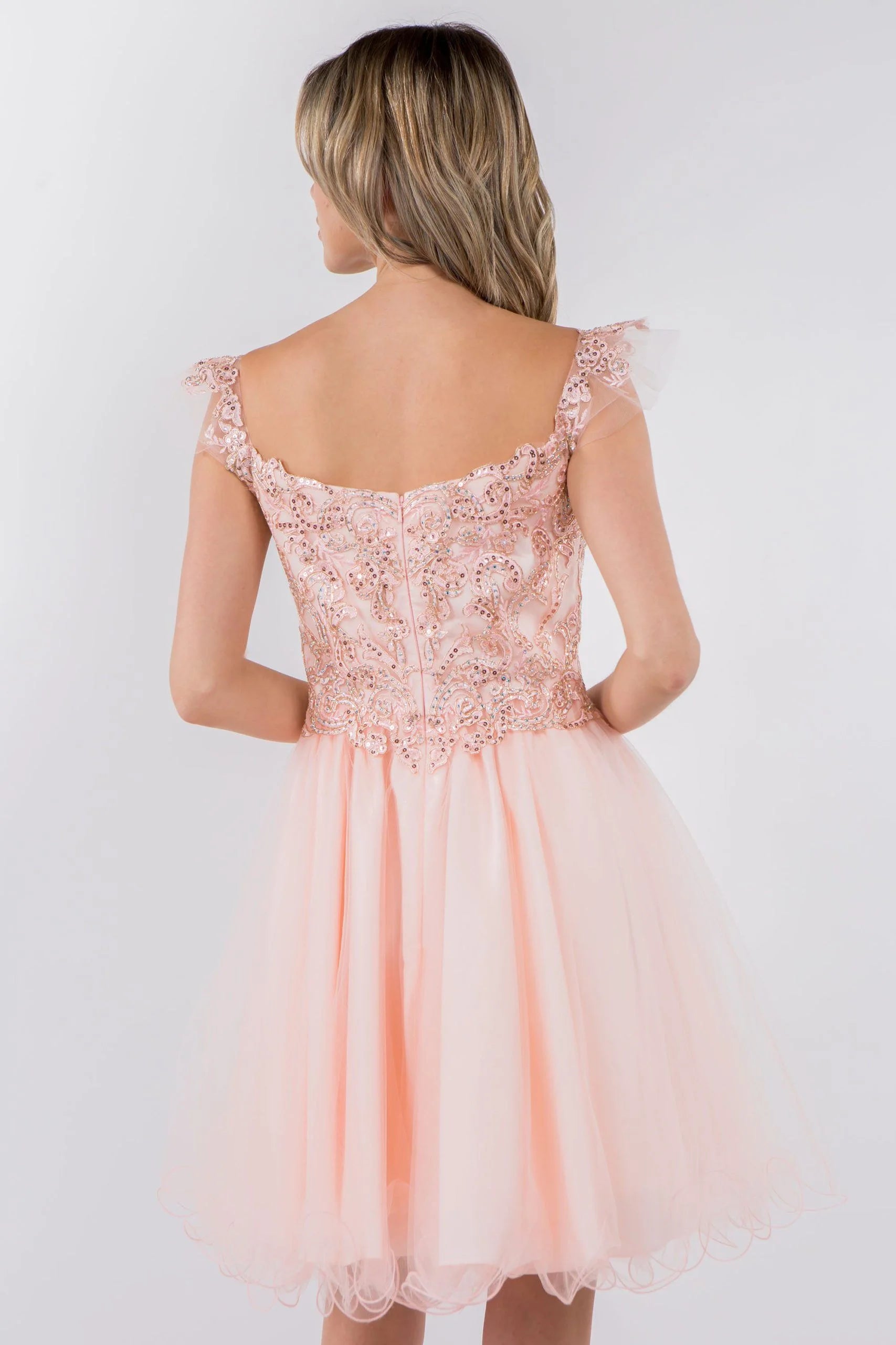 Sparkling A-Line Off-Shoulder Sweetheart Beaded Blush Short Homecoming Dress Women's