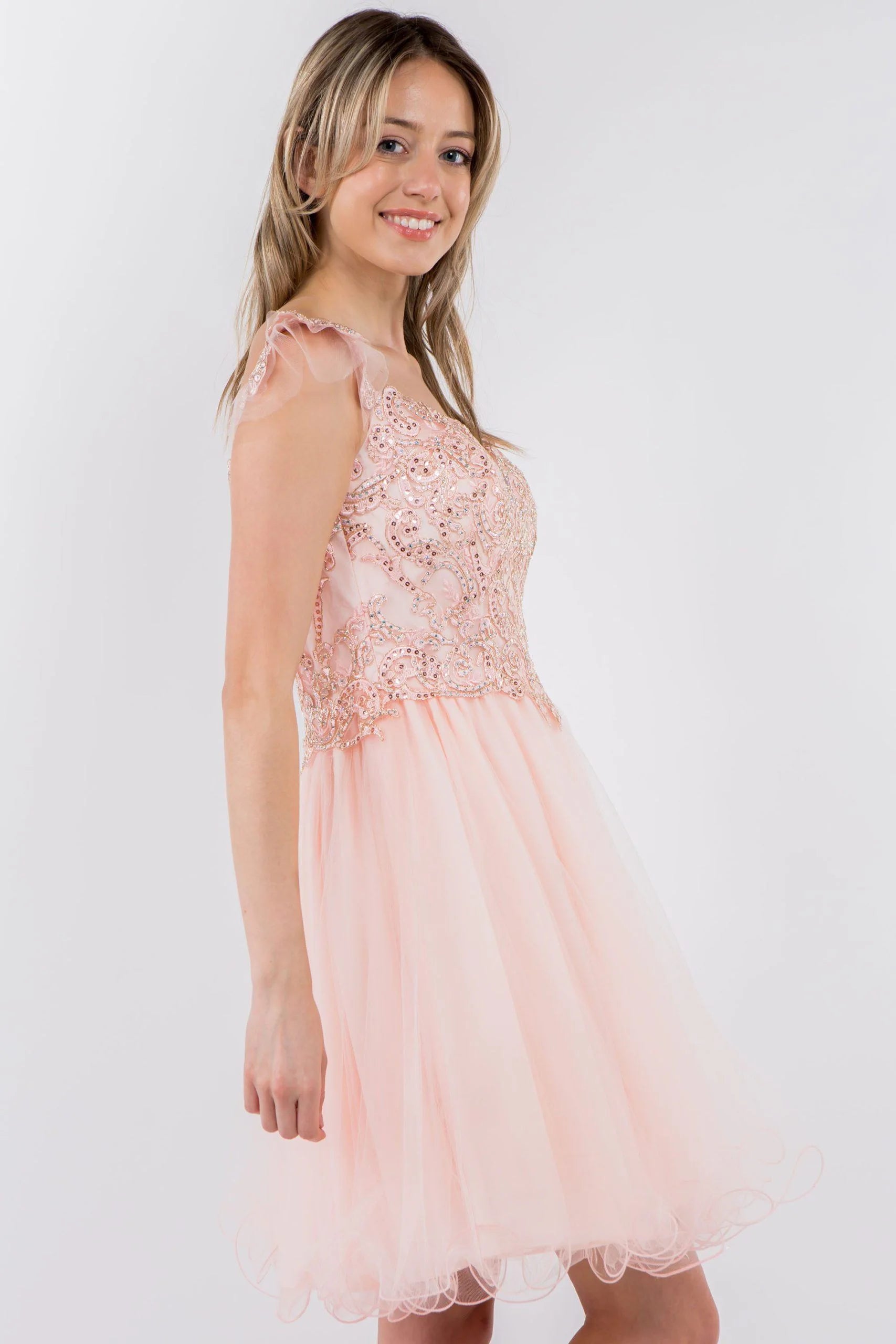 Sparkling A-Line Off-Shoulder Sweetheart Beaded Blush Short Homecoming Dress Women's