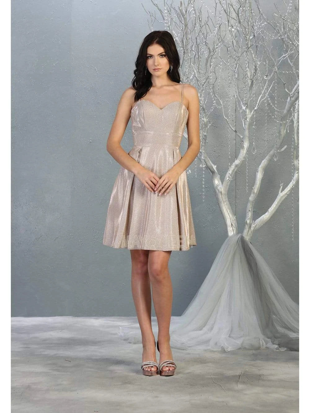 Sparkling A-Line Sweetheart Sleeveless Pleated Rose Gold Short Homecoming Dress