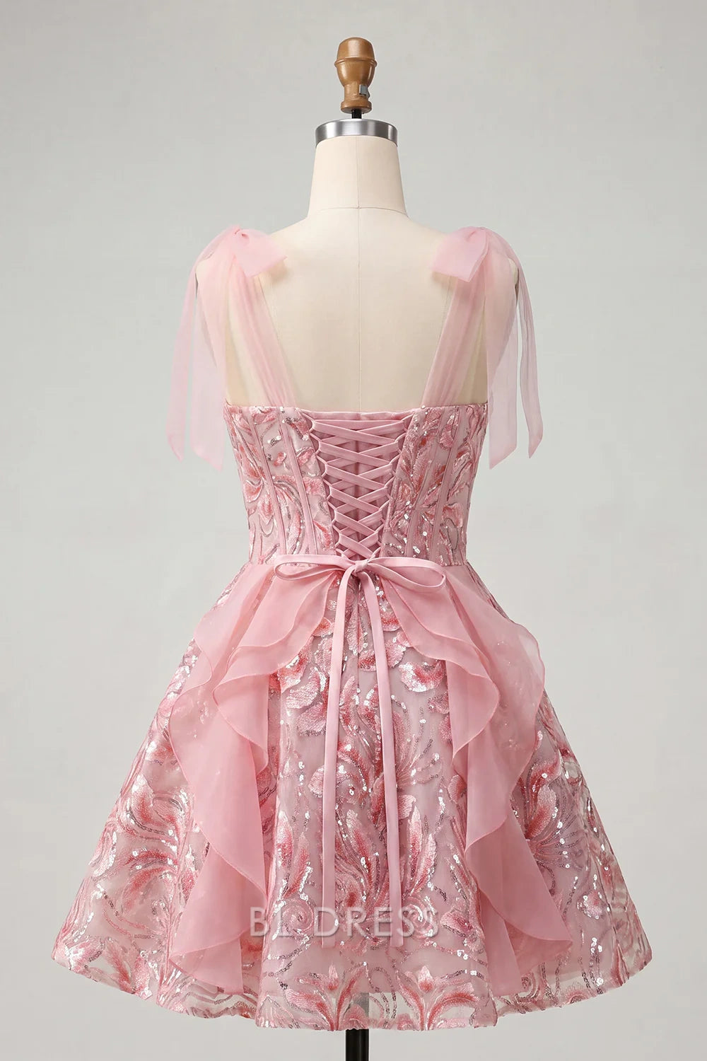 Sparkling A-Line Sweetheart Sleeveless Sequin Ruffled Pink Short Homecoming Dresses Women Party