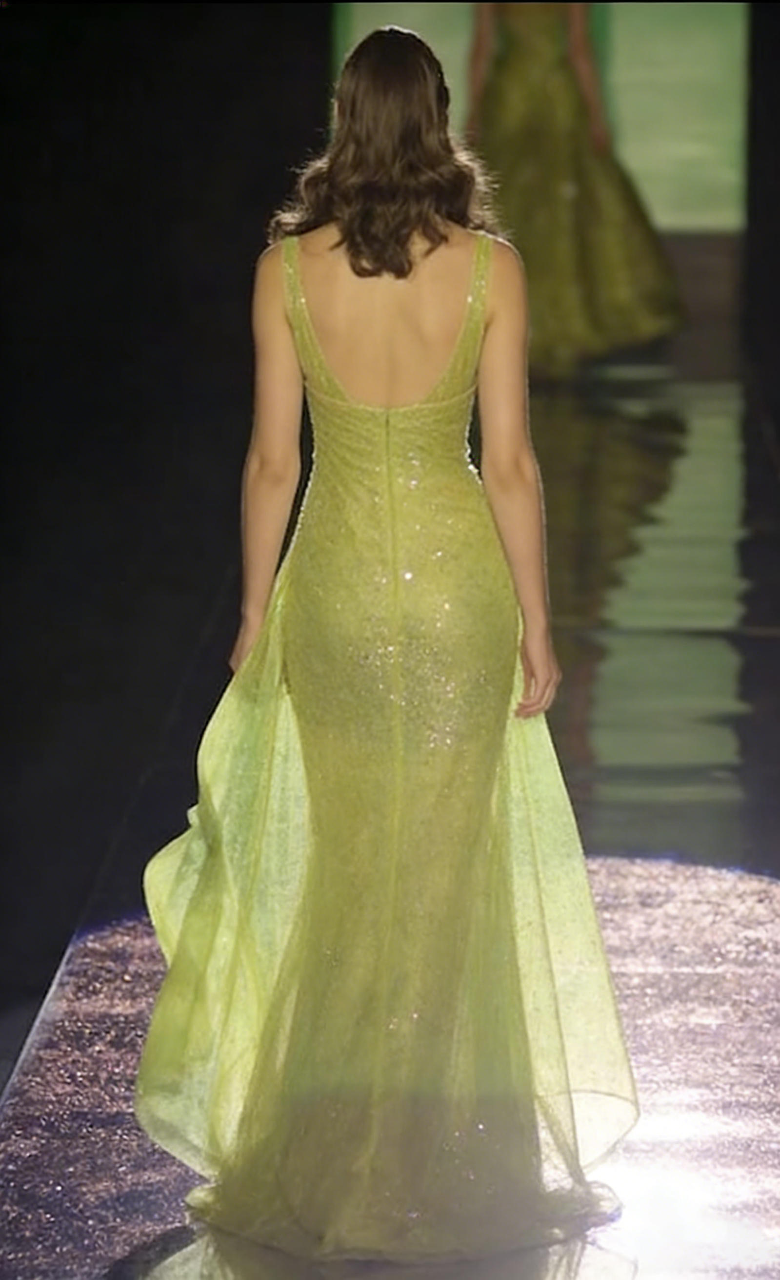 Sparkling Glitter Spaghetti Straps Ruched Floor-Length Prom Dresses