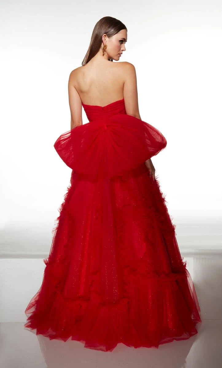 Sparkling Sweetheart Sleeveless Ruffled Tiered Red Floor-Length Prom Dresses Gown