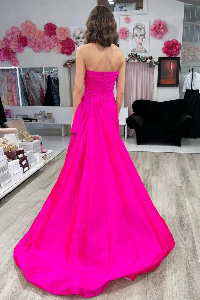 Strapless Ruched Prom Dress With Court Train