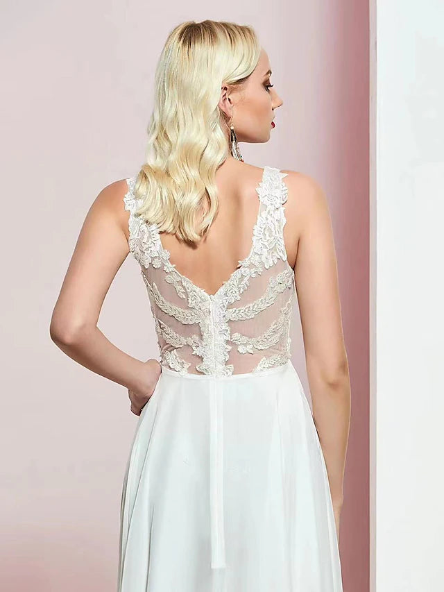 Detail of the appliques and chiffon fabric on the elegant evening dress.
