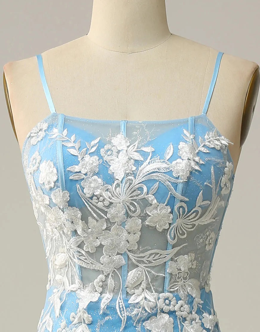 Detail of the keyhole back on a mermaid prom dress.