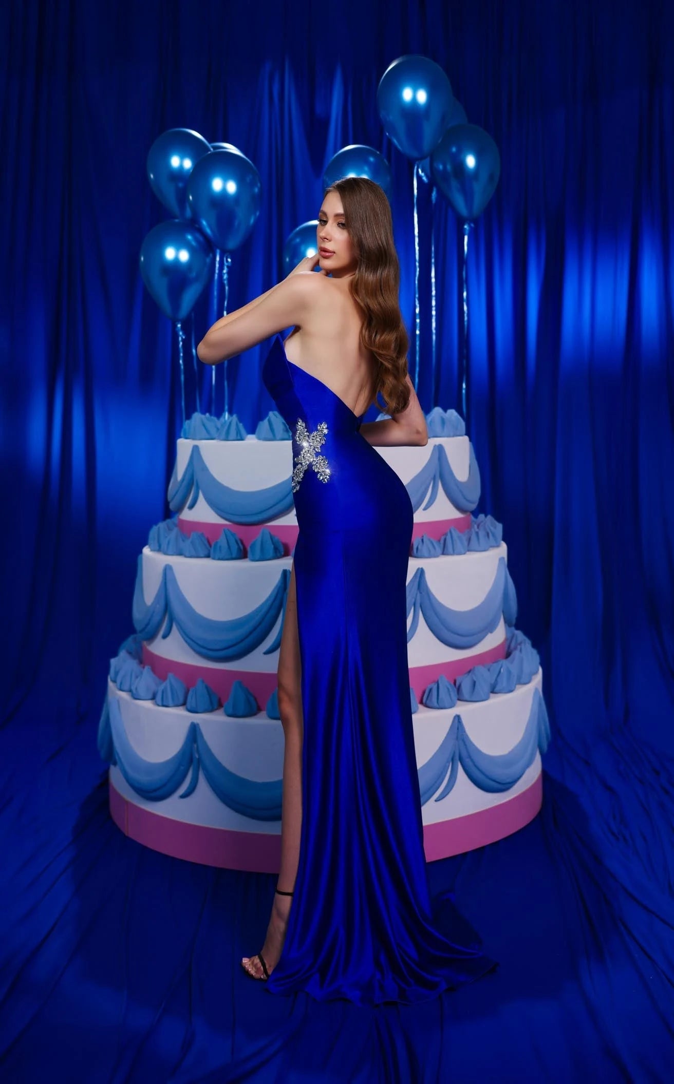 Stunning Bodycon Sweetheart Sleeveless Ruched High Slit Royal Blue Long Prom Dress