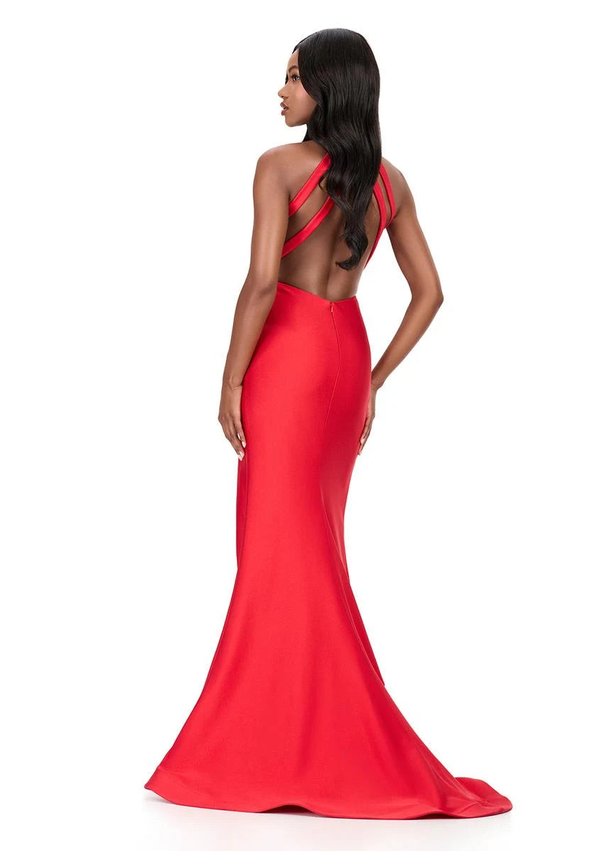Stunning Mermaid Plunge V-Neck Sleeveless Backless Red Floor-Length Prom Dress Gown