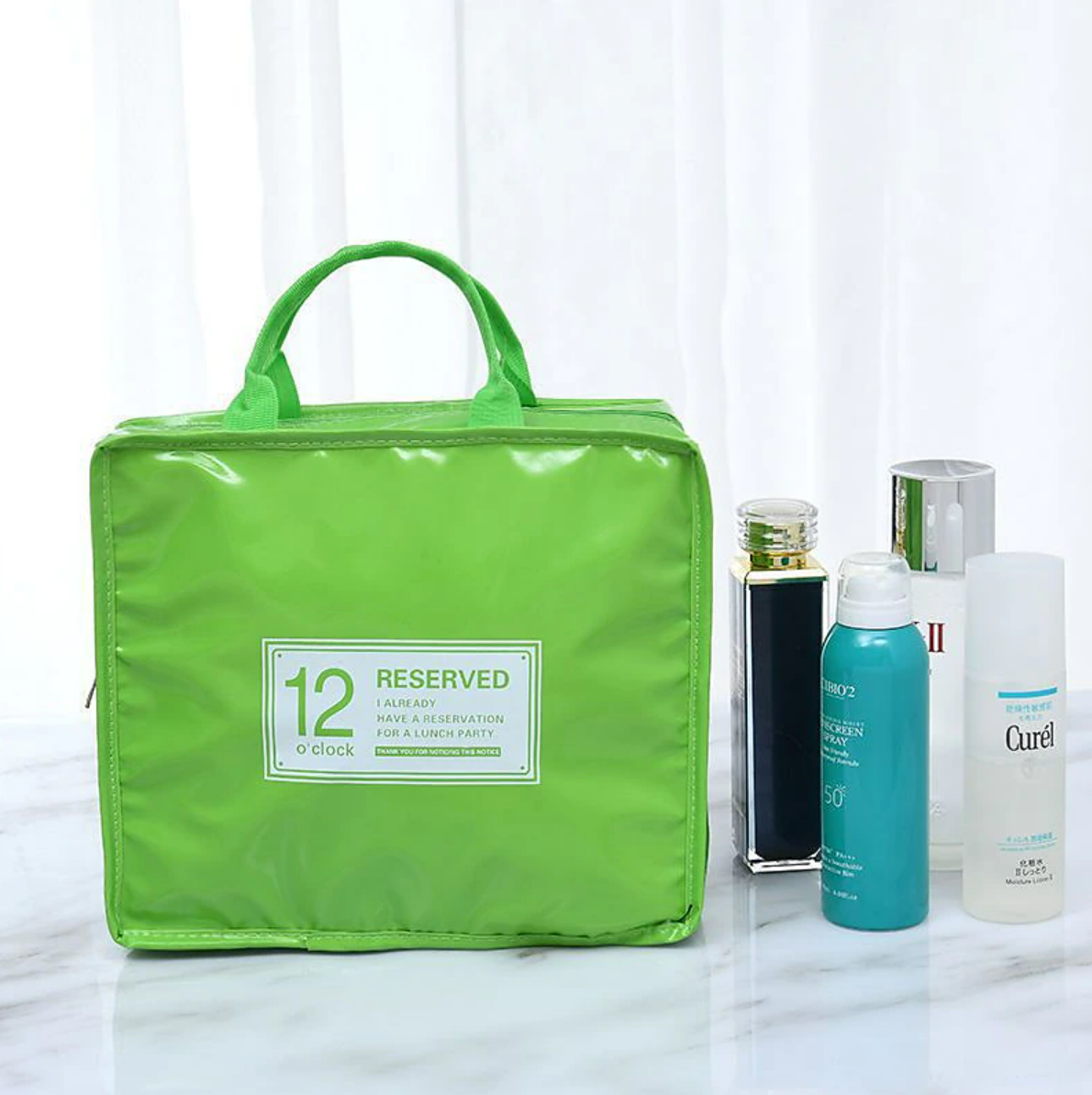 Stylish travel organizer bag for cosmetics.