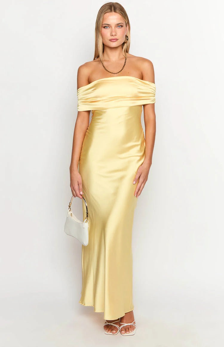 Sunny Sheath Off the Shoulder Sleeveless Bow Back Floor Length Prom Dress