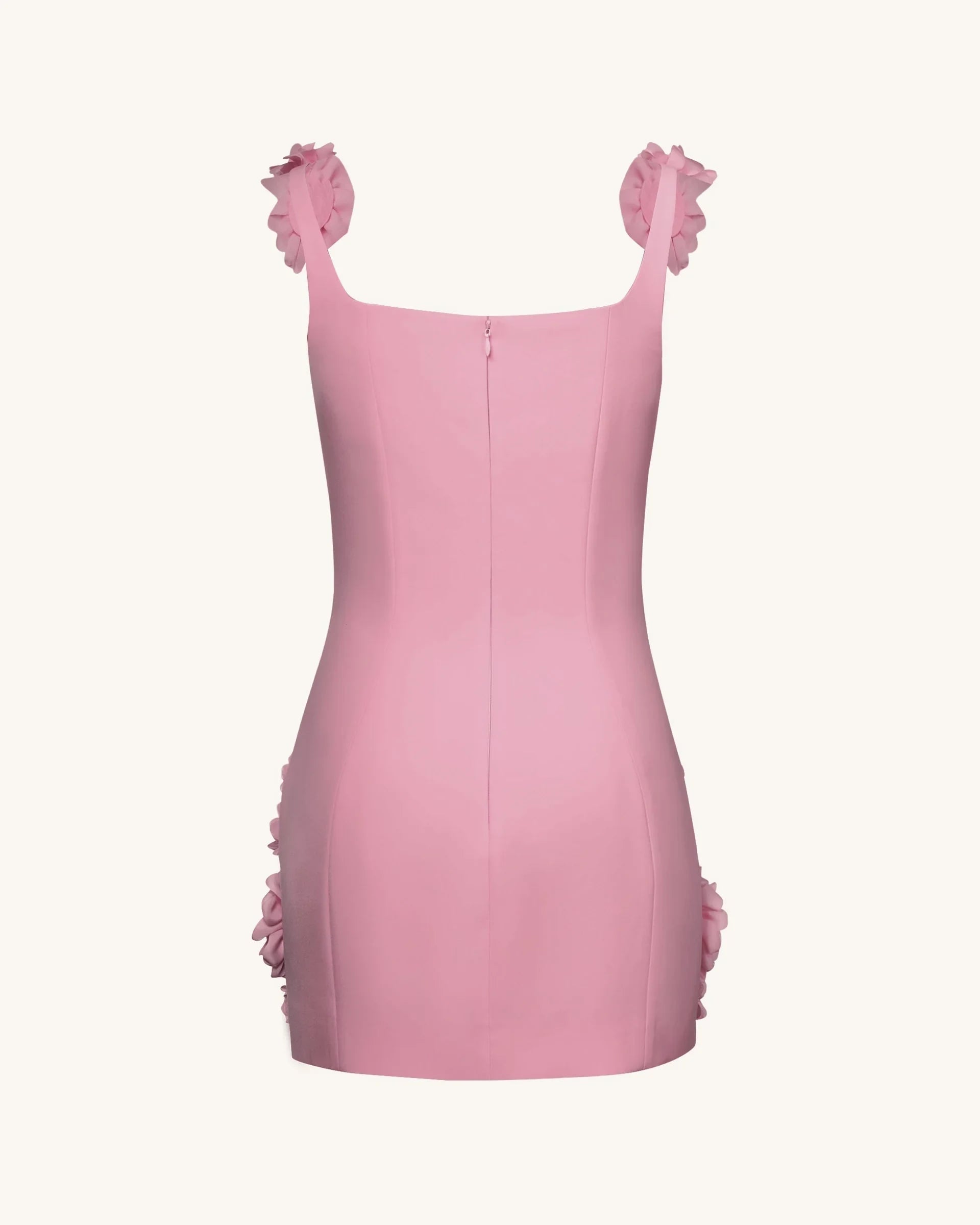 Sweet A-Line Square Neck Sleeveless Floral Pink Mini Homecoming Dress for Women