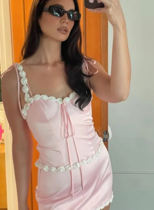 Sweet Fitted Sweetheart Sleeveless Ruffled Corset Pink Mini Homecoming Dress For Women Gown