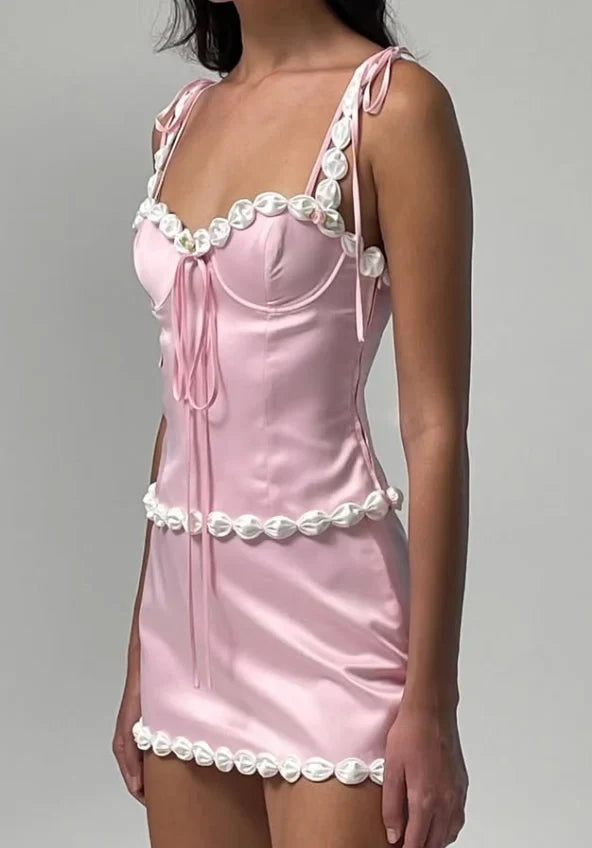 Sweet Fitted Sweetheart Sleeveless Ruffled Corset Pink Mini Homecoming Dress For Women Gown