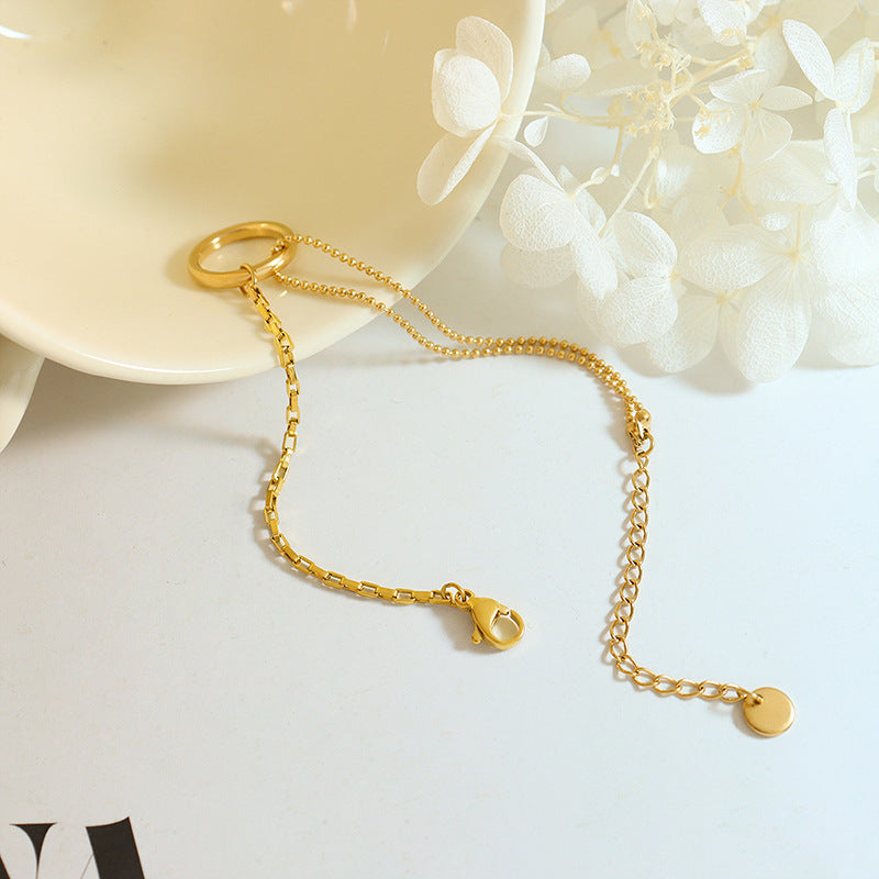 Close-up of the titanium steel chain bracelet design.